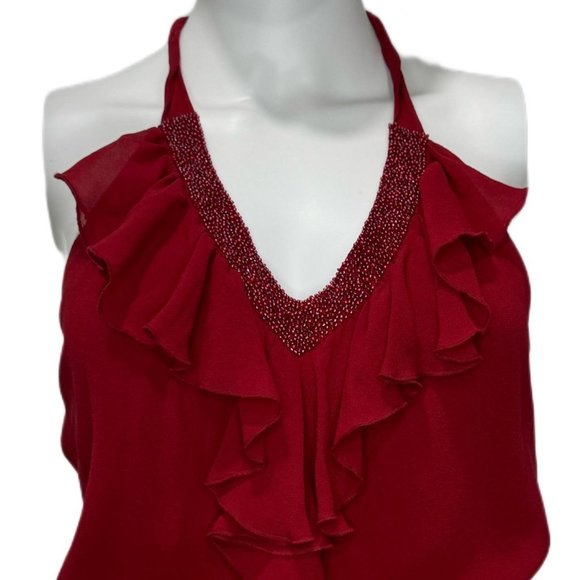 Y2k Vintage Bcbgmaxazria Red Halter Top - Picture 2 of 8